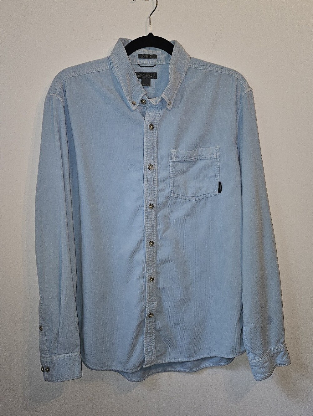 Eddie Bauer Classic Fit Baby Blue 100% Cotton Button Down Shirt Large